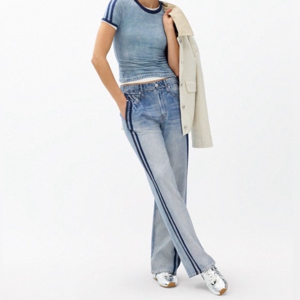 Rag & Bone Miramar Wide Leg Track Jeans Striped Sz XS - Picture 2 of 16